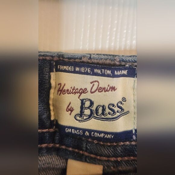 BASS Heritage 6 Blue Straight Leg Dark Wash Denim Women's Classic Jeans - Picture 3 of 7